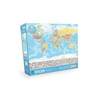 Blue Focus 1000 Parça - World Map dünya Haritası BF430