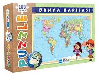 Dünya Haritası Kutulu 100 Parça Puzzle Blue Focus