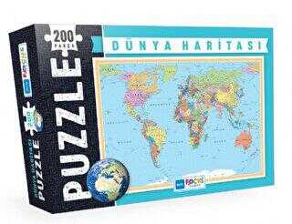 Dünya Haritası Kutulu 200 Parça Puzzle Blue Focus