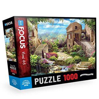 1000 Parça Puzzle - Old Houses And Flowers Blue Focus Yayınları - 1