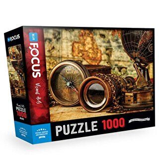 1000 Parça Vintage Compass Andbinoculars Nostaljik Pusula ve Dürbün Blue Focus Yayınları - 1