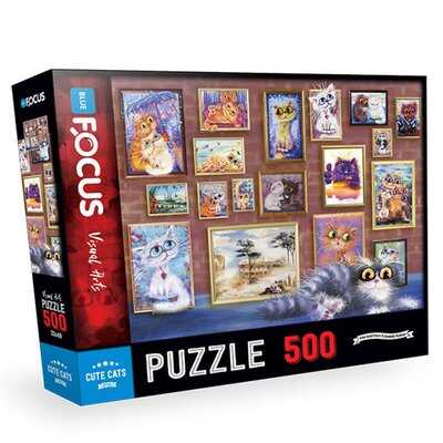 500 Parça Puzzle - Cute Cats Sevimli Kediler Blue Focus