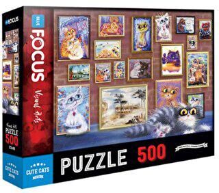 500 Parça Puzzle - Cute Cats Sevimli Kediler Blue Focus - 1