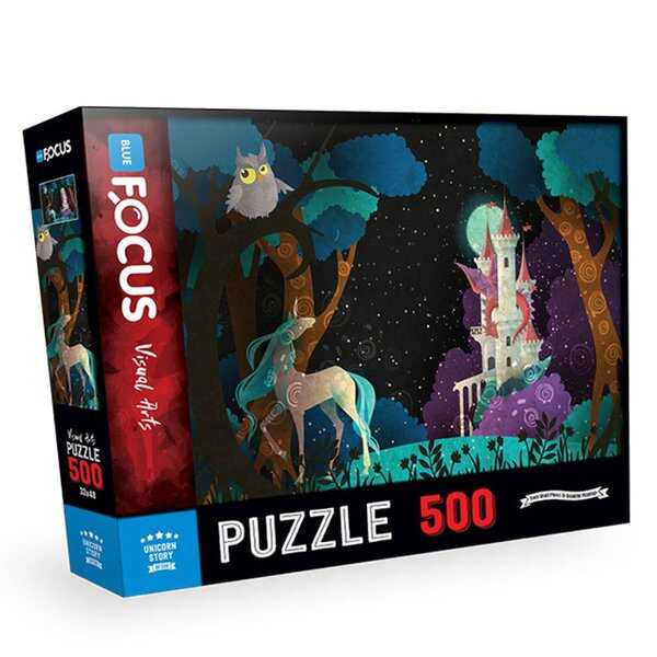 500 Parça Puzzle - Unicorn Story Tek Boynuzlu At Hikayesi Blue Focus