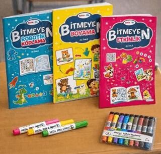 Boya Sil Bitmeyen Boyama 3 Kitap + Boya Kalemi Hediyeli - 1