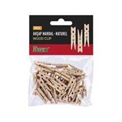 Brons Br-909 Ahşap Mandal Naturel Mini - Brons
