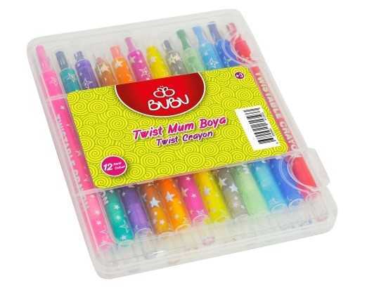 BuBu 12 Renk Twıst Crayon Pvc Kutu