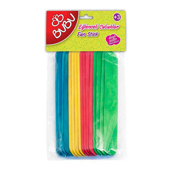 BuBu Eğlenceli Çubuklar Renkli 15X1,8Cm 40Lı Uzun