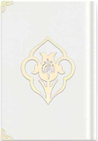 Büyük Cep Boy Kadife Kuran-ı Kerim Beyaz, Güllü, Mühürlü - A3 Beyaz - 1