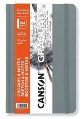 Canson BK Cangrabk Sert Kapaklı Eskiz Defteri 90Gr 14x21,6 184 Sayfa Gri - 1