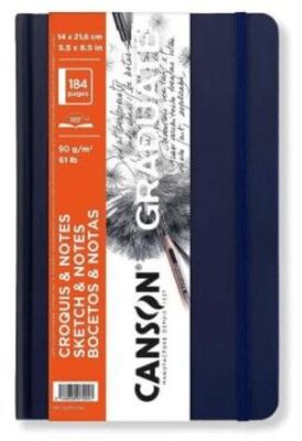 Canson BK Cangrabk Sert Kapaklı Eskiz Defteri 90Gr 14x21,6 184 Sayfa Mavi - 1