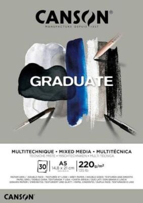 Canson PAD Cangrad Mix Media Gri 30 Sayfa A5 220Gr - 1