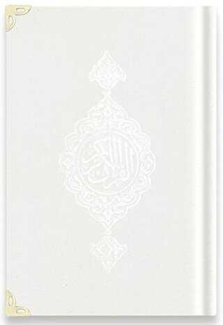 Çanta Boy Kadife Kur`an-ı Kerim Beyaz, Yaldızlı, Mühürlü - A3 Beyaz - 1