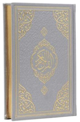 Çanta Boy Medine Hatlı Arapça Kenar Yaldızlı Termo Deri Kuran-ı Kerim - Gümüş - 1