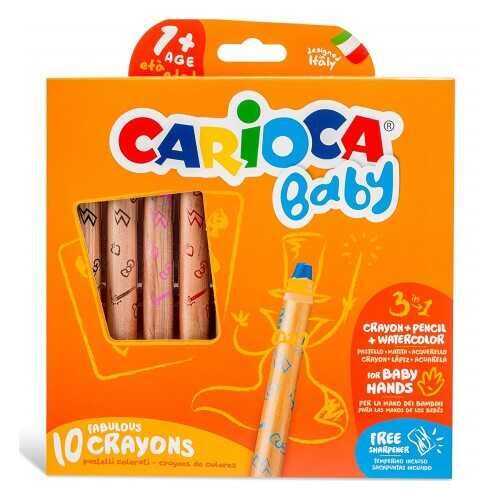 Carioca Jumbo Bebek Ahşap Gövdeli Boya Kalemi 10 Renk 3İn1