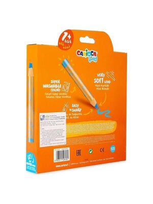 Carioca Jumbo Bebek Ahşap Gövdeli Boya Kalemi 10 Renk 3İn1 - 2