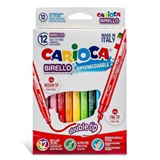 Carioca Birello Jumbo + Standart Çift Uçlu Süper Yıkanabilir Keçeli Boya Kalemi 12`li - 1