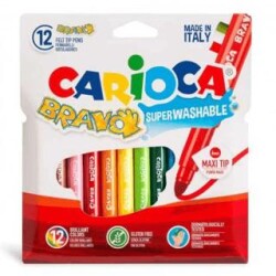 Carioca Bravo Süper Yıkanabilir Keçeli Boya Kalemi 12Li - Carioca