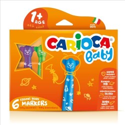 Carioca Teddy Jumbo Bebek Süper Yıkanabilir Keçeli Boya Kalemi 6 Renk - Carioca