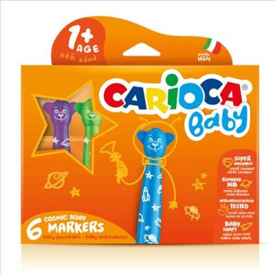 Carioca Teddy Jumbo Bebek Süper Yıkanabilir Keçeli Boya Kalemi 6 Renk - 1