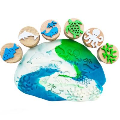 Childgen Deniz Canlıları Ahşap Damga Set 6 Adet Damga - 1