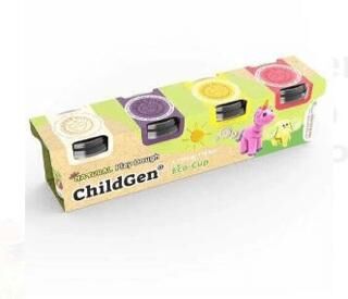 Childgen Oyun Hamuru Ecocup - 125Gr 4Lü Set Beyaz-Pembe-Sarı-Mor - 1
