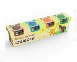 Childgen Oyun Hamuru Ecocup - 125Gr 4Lü Set Kahve-Mavi-Turuncu-Yeşil - ChildGen