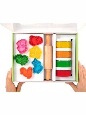 Childgen Premıum Set - Çiftlik x4 Adet Oyun Hamuru x 1 Adet Merdane x 12 Adet Detaylı Kalıp - 2