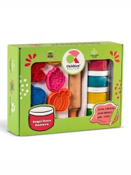 Childgen Premıum Set - Meyveler Ve Sebzeler x4 Adet Oyun Hamurux1 Adet Merdanex12 Adet Detaylı Kalıp - ChildGen