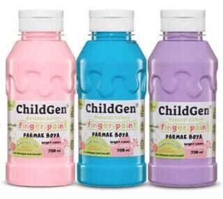 Childgen Süper Yıkanabilir 3Lü Parmak Boya Pastel Set 350 Ml X 3 - 2. Set Renk - 1