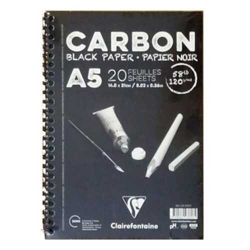 Clairefontaine Carbon Siyah Çizim Bloğu A5 120 Gr 20 Yaprak Yandan Spiralli