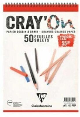 Clairefontaine Cray`on Çizim Blok Üstten Spiralli 120gr A5 50 Sayfa - 1