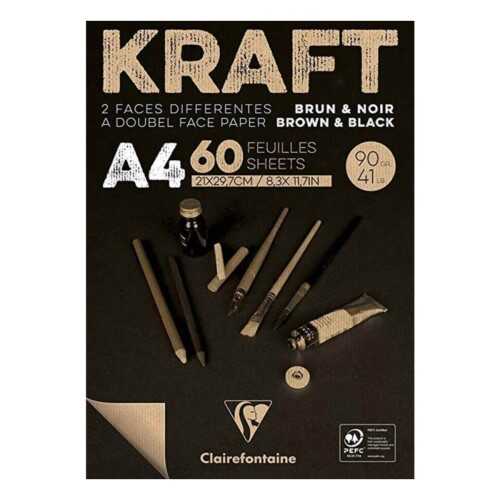 Clairefontaine Kraft Çizim Blok 90gr A4 60 Yaprak Kısa Kenarı Yapışkanlı