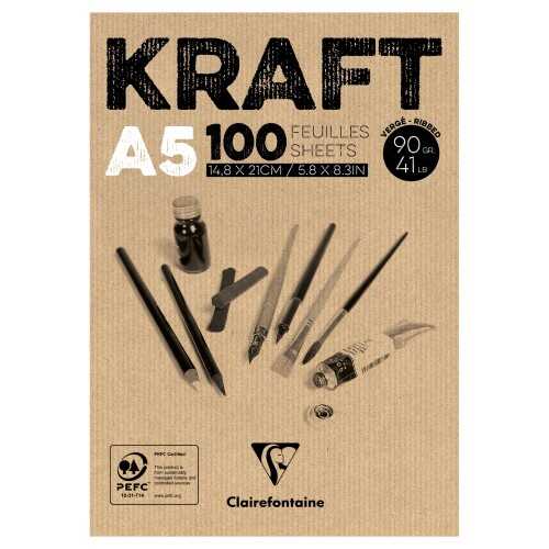 Clairefontaine Kraft Çizim Blok 90gr A5 100 Yaprak Kısa Kenarı Yapışkanlı