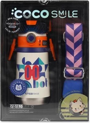 Cocosmıle CS-0001 Robot Görünümlü Çelik Termos 500Ml - Beyaz - 2