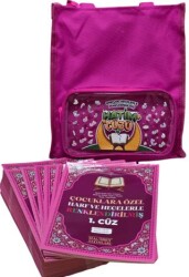 Çocuklar İçin Harf ve Hecelerle - Renklendirilmiş Hatim Cüzü 30 Cüz - Pembe - Hacıbey Yayınları