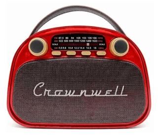 Crownwell Taşınabilir Bluetooth Retro Radyo Arizona Serisi Metalik Kırmızı - 1