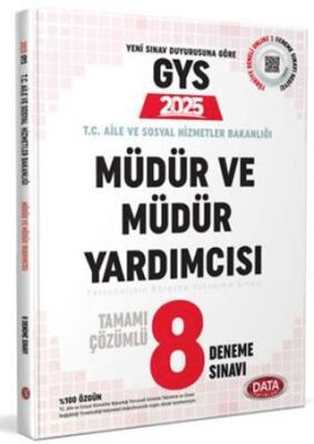 Data Yayınları T.C. Aile ve Sosyal Hizmetler Bakanlığı GYS Müdür ve Müdür Yardımcısı Tamamı Çözümlü 8 Deneme Sınavı - 1