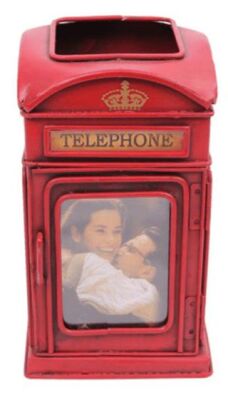 Dekoratif Metal Londra Telefon Kulübesi Kalemlik ve Çerçeveli - 1404B-1262 - 1