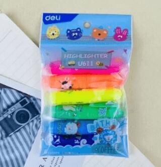 Deli Mini Desenli Fosforlu Kalem 6Lı Paket - 1