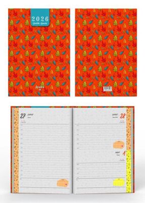 Denden 2026 Ajanda Yapraklar Turuncu DD-019 - 2