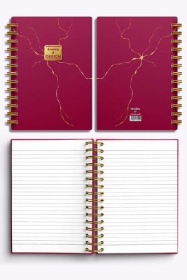 Denden Mermer Kırmızı 17x24 Defter Spiralli 224 Sayfa Yarı Sert Kapak - 3