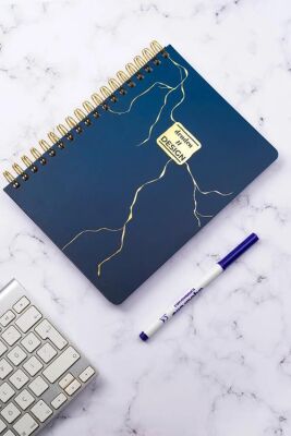 Denden Mermer Lacivert 17x24 Defter Spiralli 224 Sayfa Yarı Sert Kapak - 1