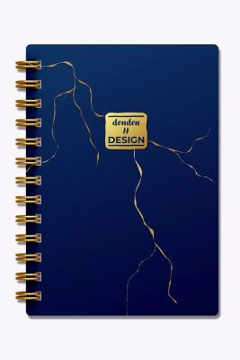 Denden Mermer Lacivert 17x24 Defter Spiralli 224 Sayfa Yarı Sert Kapak - 2