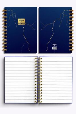 Denden Mermer Lacivert 17x24 Defter Spiralli 224 Sayfa Yarı Sert Kapak - 3