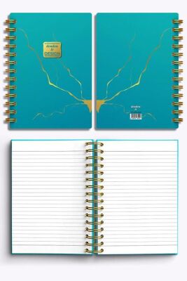 Denden Mermer Turkuaz 17x24 Defter Spiralli 224 Sayfa Yarı Sert Kapak - 3