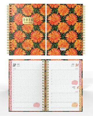 Denden Spiralli 2026 Flowers Ajanda 7 DD-020 - 2