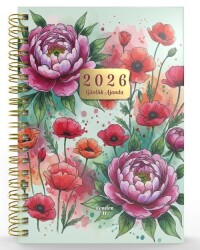 Denden Spiralli 2026 Flowers Ajanda 8 DD-020 - Başka Defter