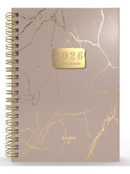 Denden Spiralli 2026 Mermer Bej Ajanda DD-020 - Başka Defter