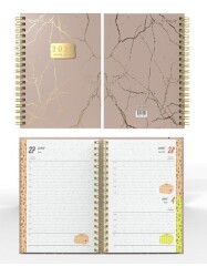 Denden Spiralli 2026 Mermer Bej Ajanda DD-020 - 2